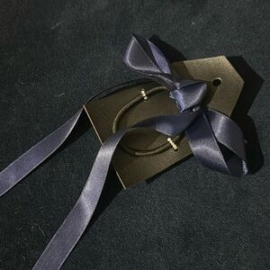 NWT Free People Navy Blue Colored Silk Satin Bow Hair Tie